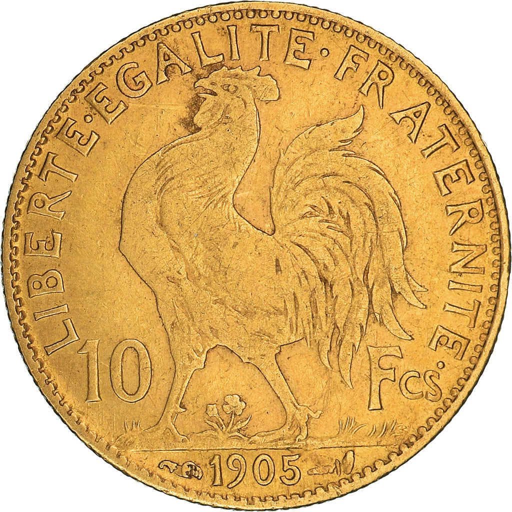 Moneta, Francia, Marianne, 10 Francs, 1905, Paris, MB+, Oro, KM:846