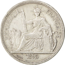 FRENCH INDO-CHINA, Piastre, 1895, Paris, KM #5, EF(40-45), Silver, Lecompte...