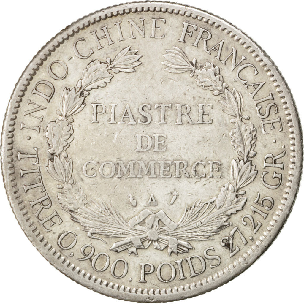 FRENCH INDO-CHINA, Piastre, 1895, Paris, KM #5, EF(40-45), Silver, Lecompte...