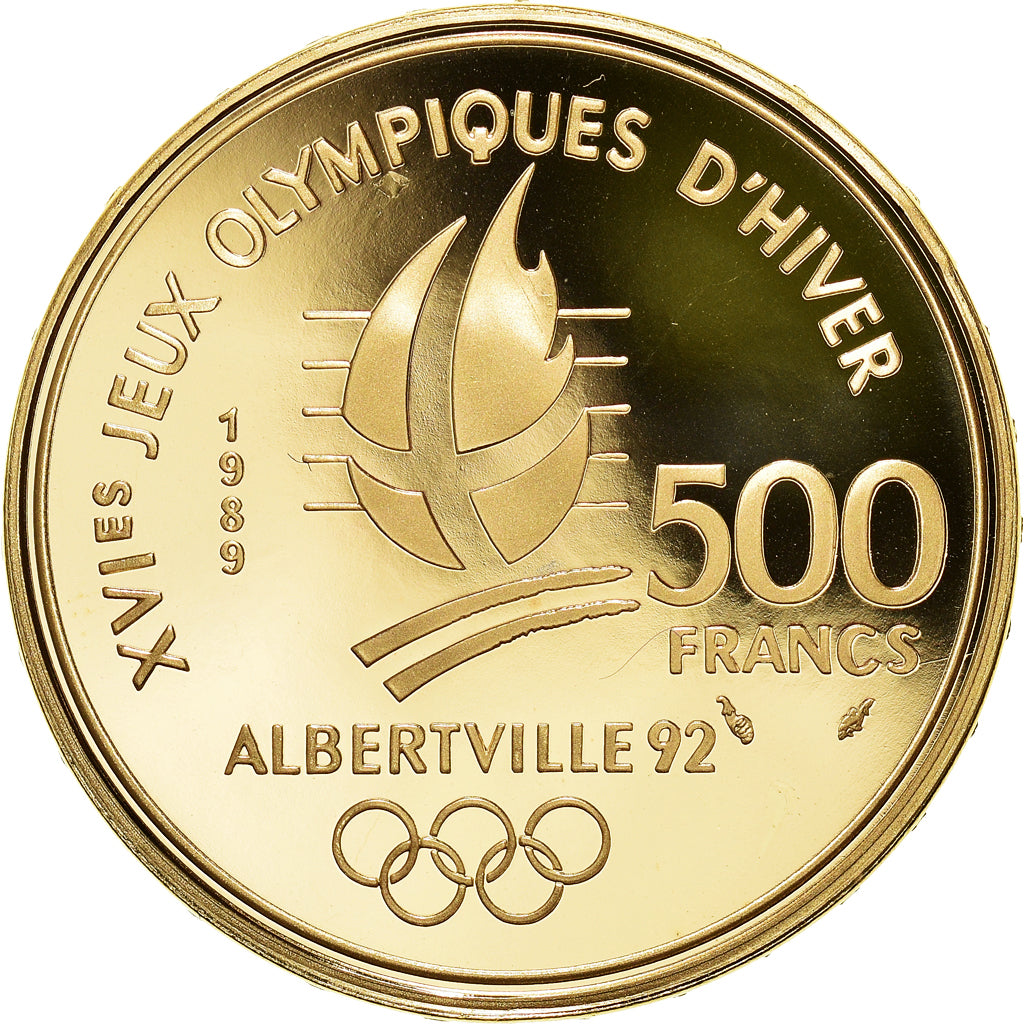 Munten, Frankrijk, 500 Francs, 1989, Paris, JO Albertville : Patinage
