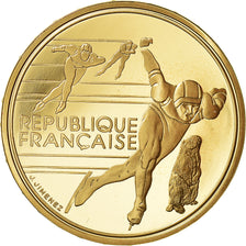 Moneda, Francia, 500 Francs, 1990, Paris, JO Albertville : patineurs de vitesse