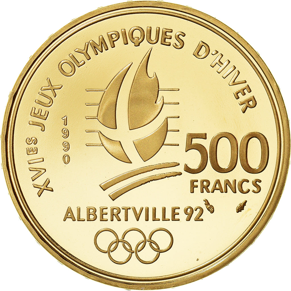 Münze, Frankreich, 500 Francs, 1990, Paris, JO Albertville : patineurs de