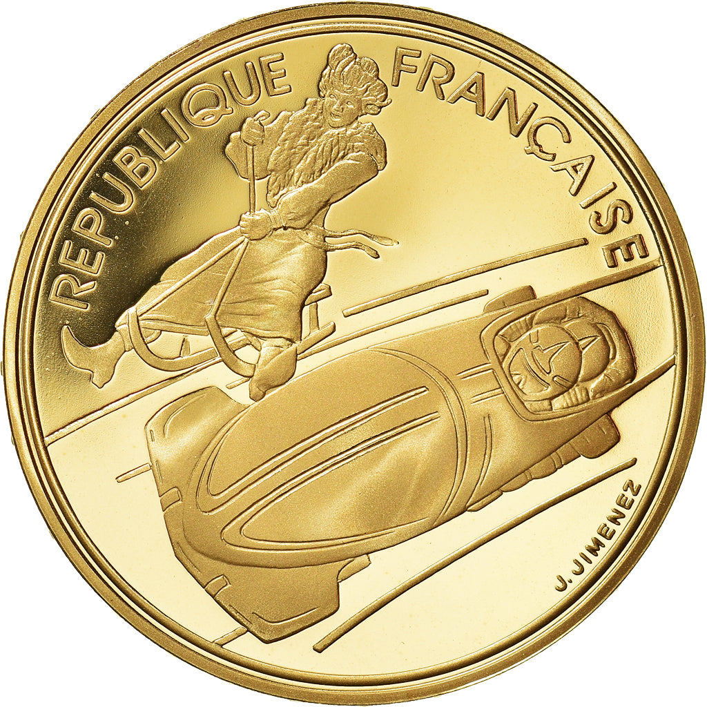 Münze, Frankreich, 500 Francs, 1990, Paris, JO Albertville : bobsleigh, STGL