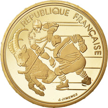 Monnaie, France, 500 Francs, 1991, Paris, JO Albertville : hockeyeurs, FDC, Or