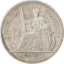 FRENCH INDO-CHINA, Piastre, 1896, Paris, KM #5a.1, EF(40-45), Silver, Lecompte..