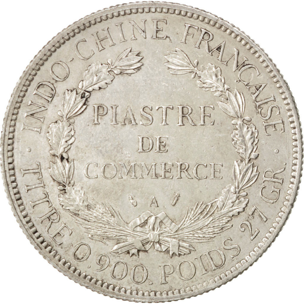 FRENCH INDO-CHINA, Piastre, 1896, Paris, KM #5a.1, EF(40-45), Silver, Lecompte..