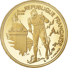 Moneda, Francia, 500 Francs, 1991, Paris, JO Albertville : skieur de fond, FDC