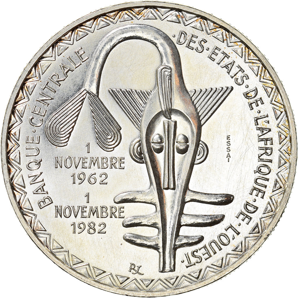 Münze, West African States, 5000 Francs, 1982, Paris, ESSAI, UNZ, Silber