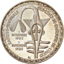 Coin, West African States, 5000 Francs, 1982, AU(55-58), Silver, KM:11
