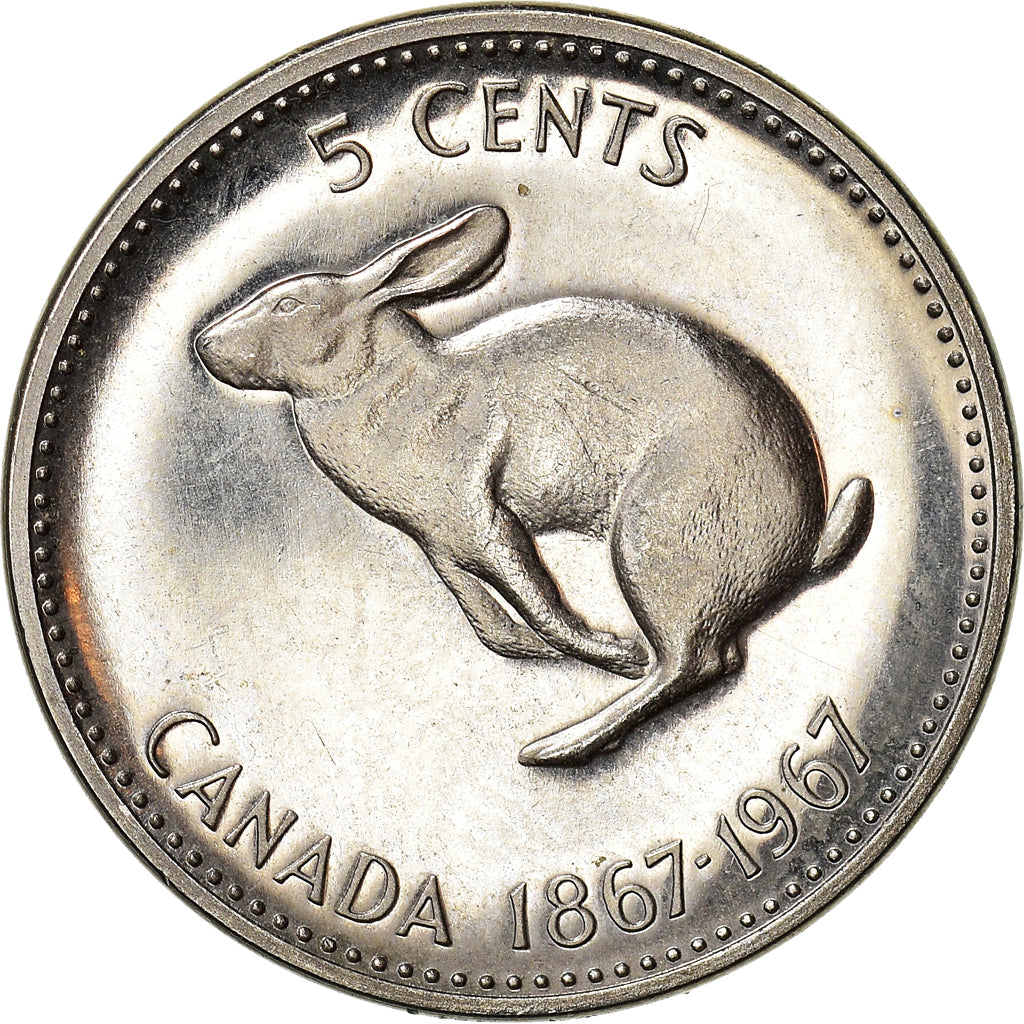 Moneda, Canadá, Elizabeth II, 5 Cents, 1967, Royal Canadian Mint, Ottawa, SC+