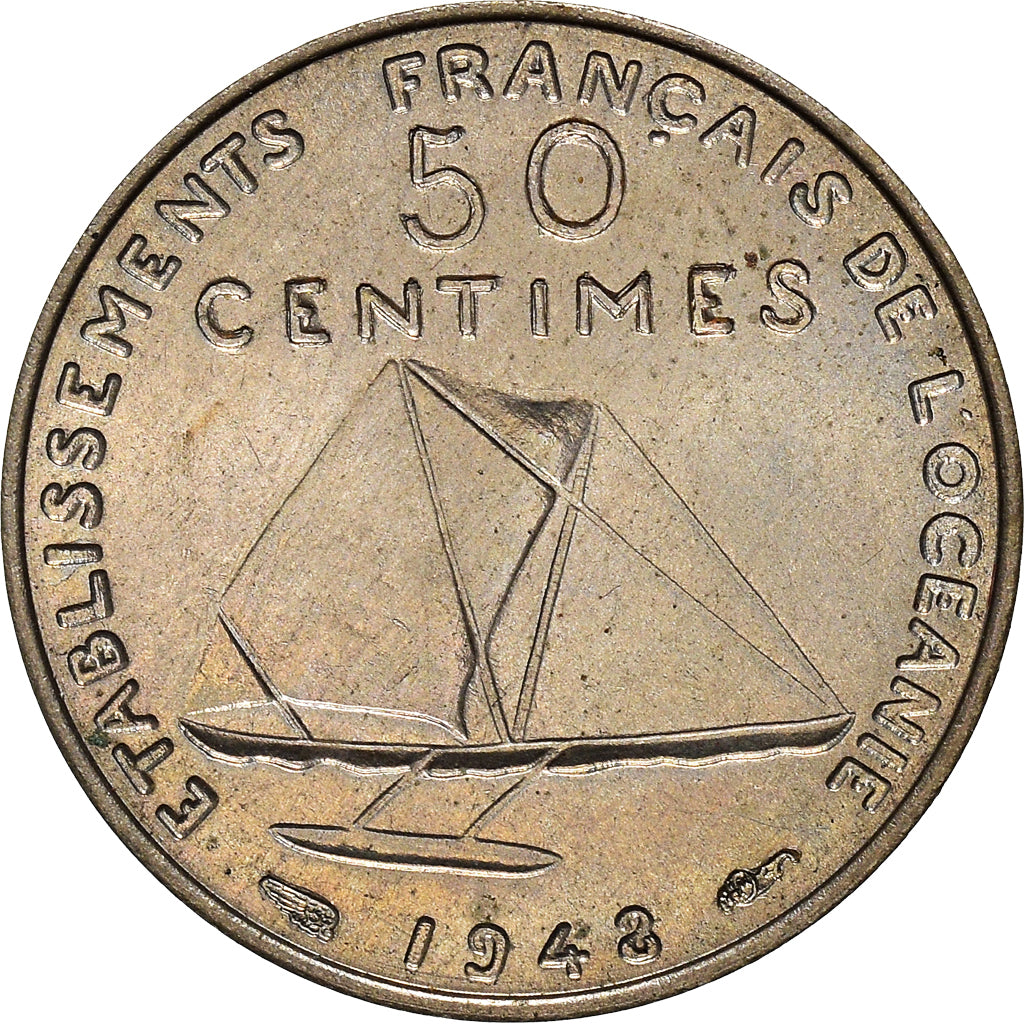 Münze, FRENCH OCEANIA, 50 Centimes, 1948, Paris, ESSAI, UNZ, Nickel-Bronze