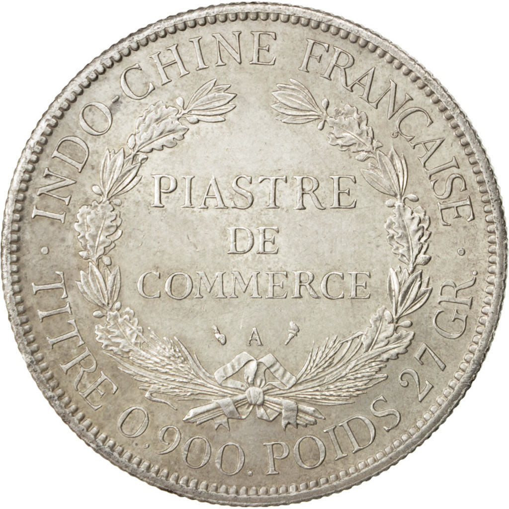 FRENCH INDO-CHINA, Piastre, 1898, Paris, KM #5a.1, AU(50-53), Silver, Lecompte..