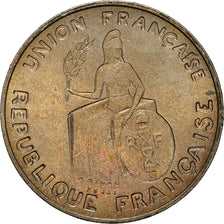Moeda, Nova Caledónia, 2 Francs, 1948, Paris, MS(63), Níquel-Bronze, KM:E6