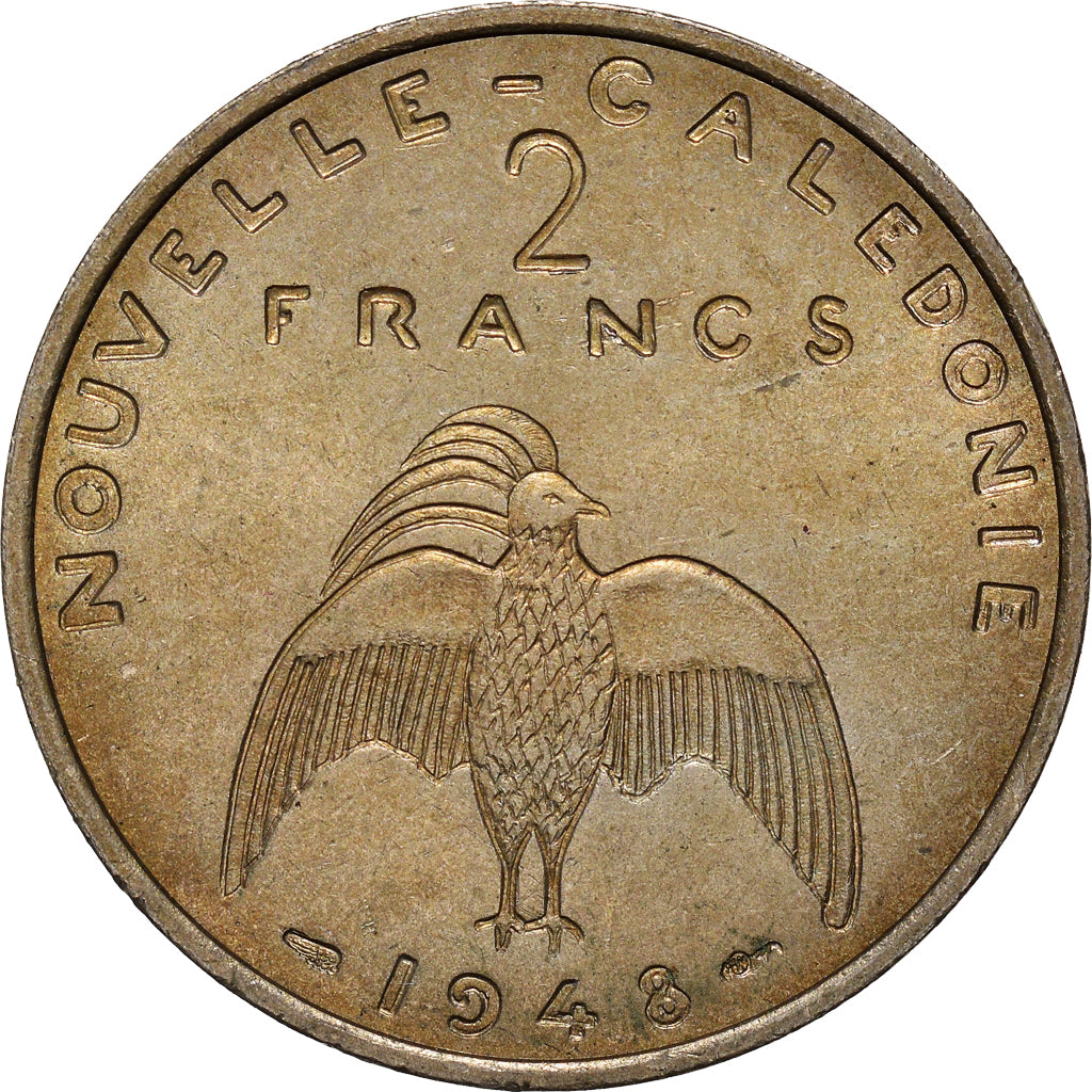 Coin, New Caledonia, 2 Francs, 1948, Paris, MS(63), Nickel-Bronze, KM:E6