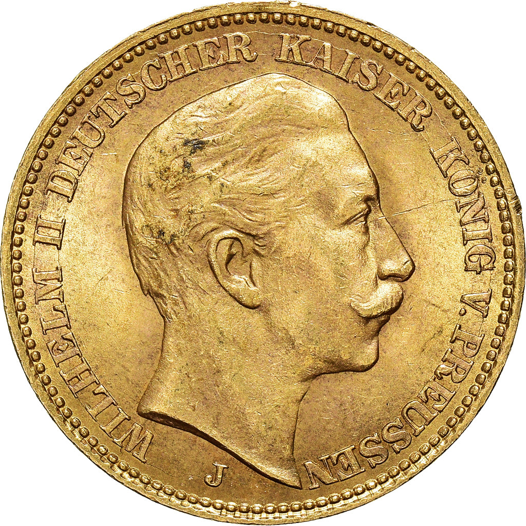 Moneta, Stati tedeschi, PRUSSIA, Wilhelm II, 20 Mark, 1905, Hambourg, BB+, Oro