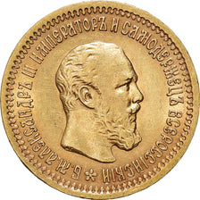 Moneta, Russia, Alexander III, 5 Roubles, 1889, St. Petersburg, AU(50-53)