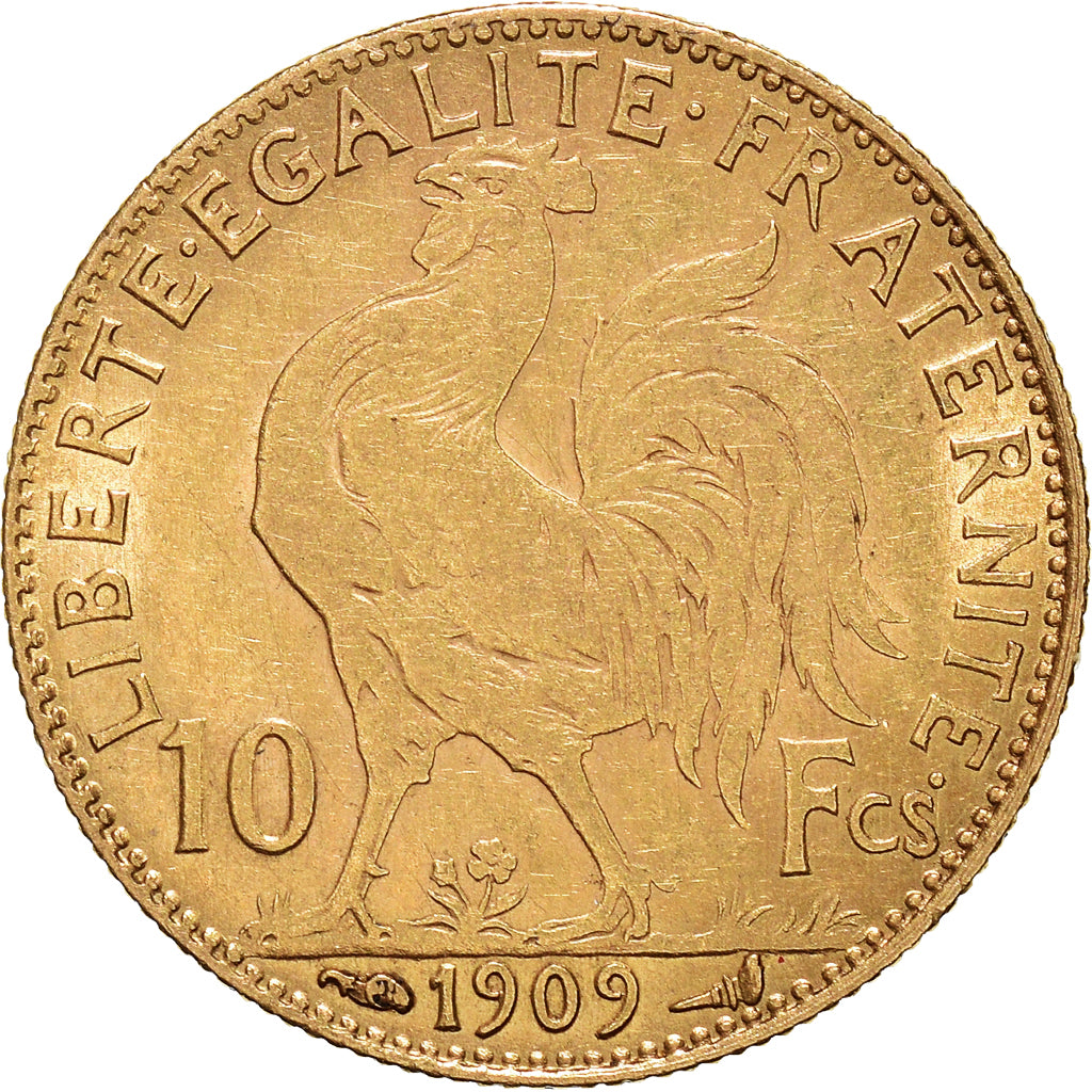 Munten, Frankrijk, Marianne, 10 Francs, 1909, Paris, ZF+, Goud, KM:846