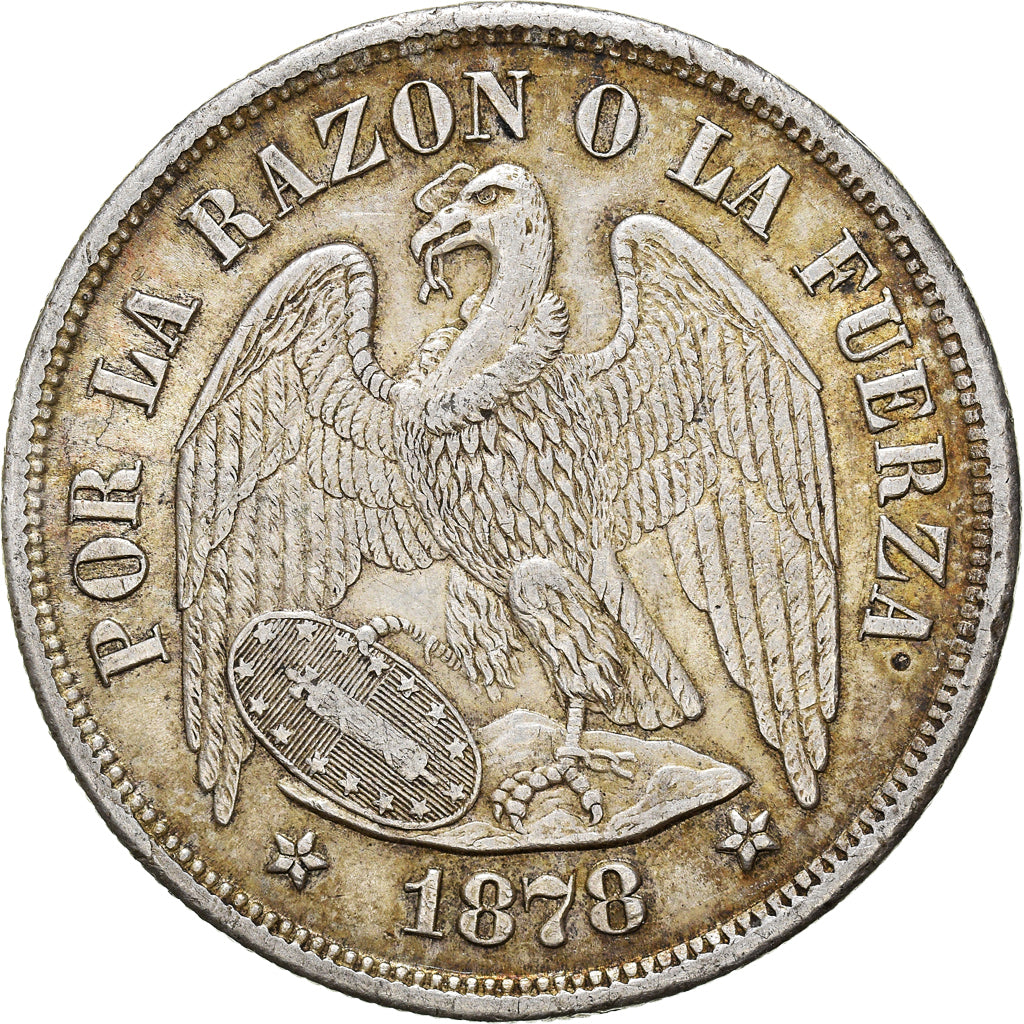 Coin, Chile, Peso, 1878, Santiago, AU(50-53), Silver, KM:142.1