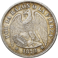 Coin, Chile, Peso, 1878, Santiago, AU(50-53), Silver, KM:142.1