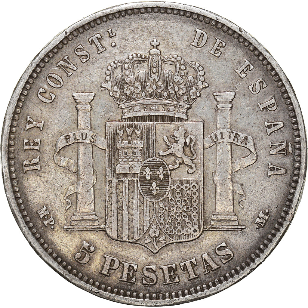 Coin, Spain, Alfonso XIII, 5 Pesetas, 1889, Madrid, VF(30-35), Silver, KM:689