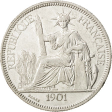 FRENCH INDO-CHINA, Piastre, 1901, Paris, KM #5a.1, EF(40-45), Silver, Lecompte..