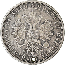 Moeda, Rússia, Alexander II, Rouble, 1878, Saint-Petersburg, VF(20-25), Prata