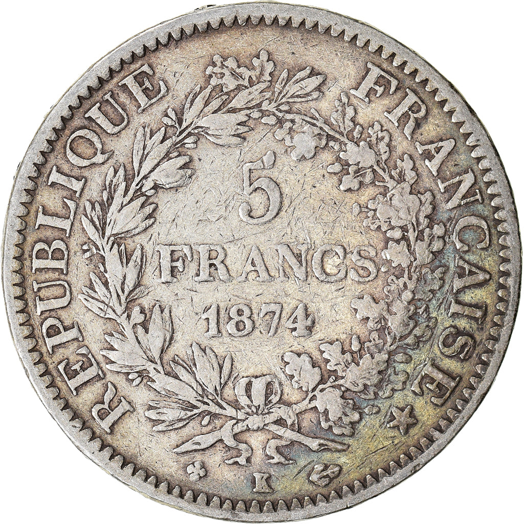 Monnaie, France, Hercule, 5 Francs, 1874, Bordeaux, TB+, Argent, Gadoury:745a