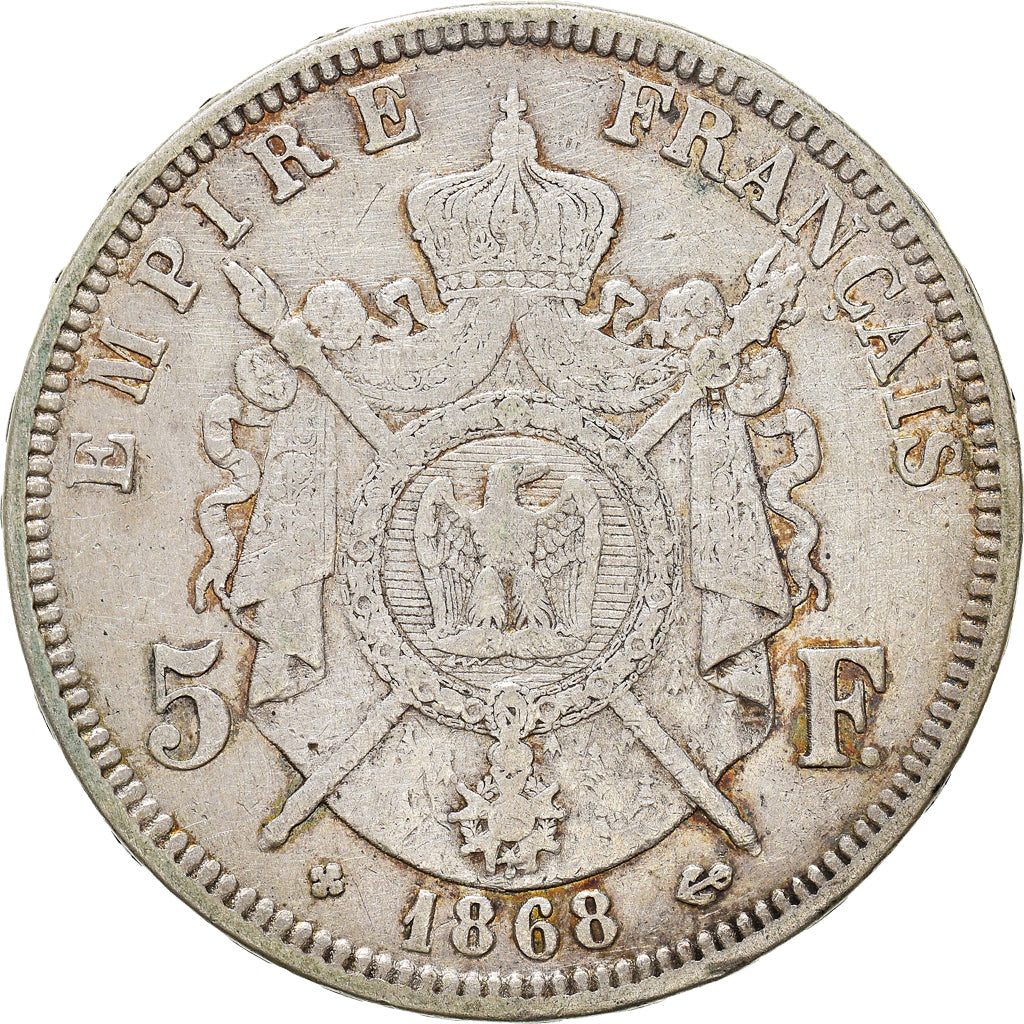 Coin, France, Napoleon III, 5 Francs, 1868, Strasbourg, VF(30-35), Silver