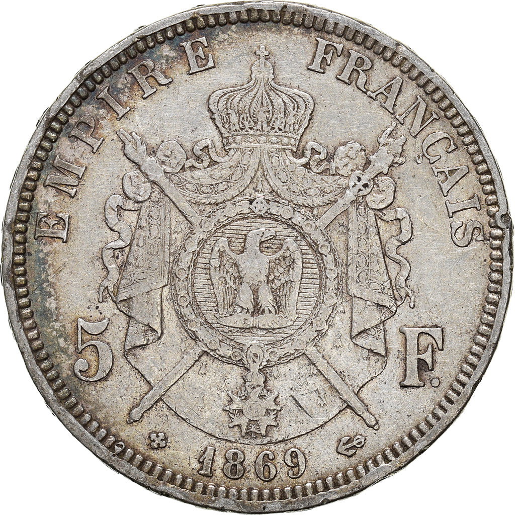 Coin, France, Napoléon III, 5 Francs, 1869, Strasbourg, EF(40-45), Silver