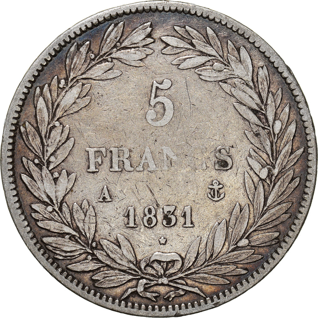 Coin, France, Louis-Philippe, 5 Francs, 1831, Paris, VF(30-35), Silver