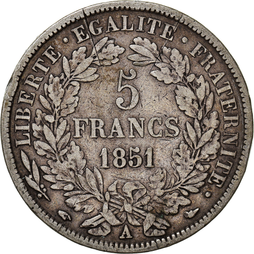 Coin, France, Cérès, 5 Francs, 1851, Paris, VF(30-35), Silver, KM:761.1