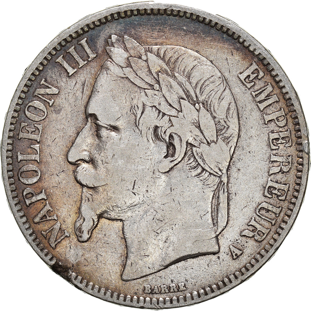 Munten, Frankrijk, Napoleon III, 5 Francs, 1867, Paris, FR+, Zilver, KM:799.1