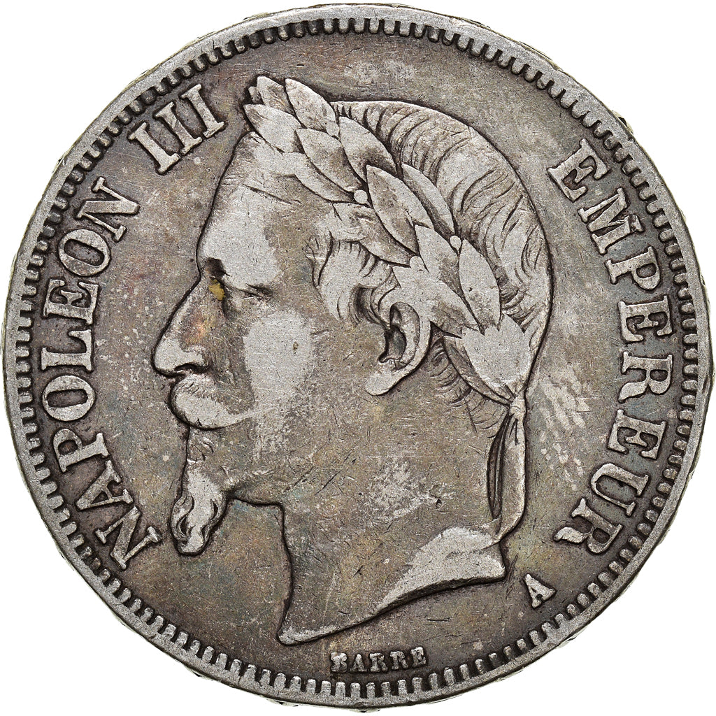 Munten, Frankrijk, Napoleon III, 5 Francs, 1868, Paris, FR+, Zilver, KM:799.1