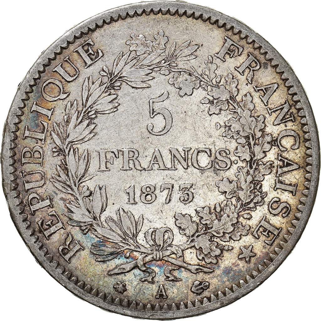 Moeda, França, Hercule, 5 Francs, 1873, Paris, EF(40-45), Prata, KM:820.1
