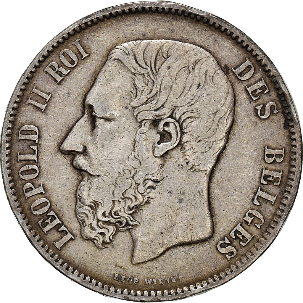 Münze, Belgien, Leopold II, 5 Francs, 5 Frank, 1869, S+, Silber, KM:24