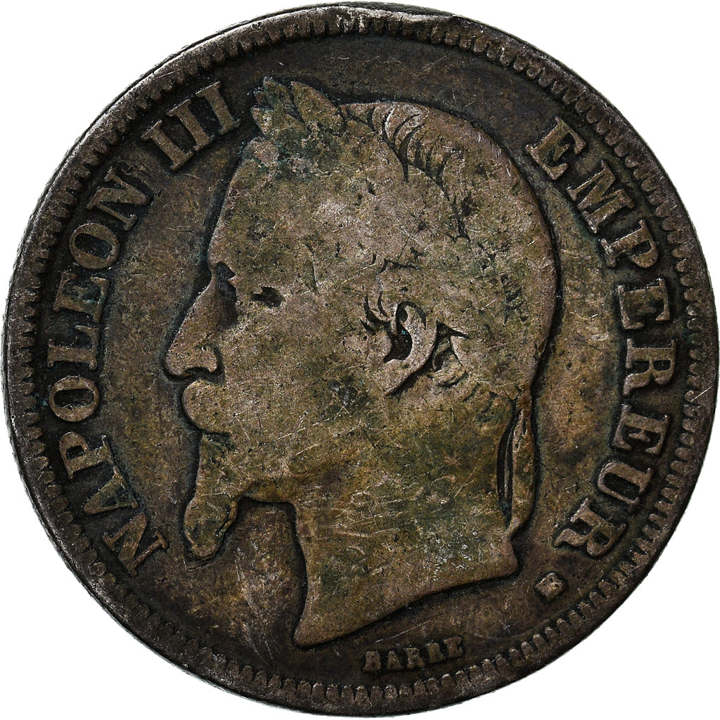 Monnaie, France, Napoleon III, Napoléon III, 2 Francs, 1866, Strasbourg, B+