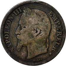 Monnaie, France, Napoleon III, Napoléon III, 2 Francs, 1866, Strasbourg, B+