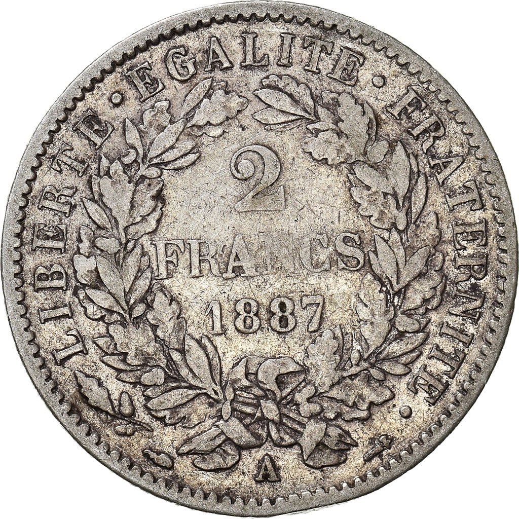 Monnaie, France, Cérès, 2 Francs, 1887, Paris, TB+, Argent, Gadoury:530a