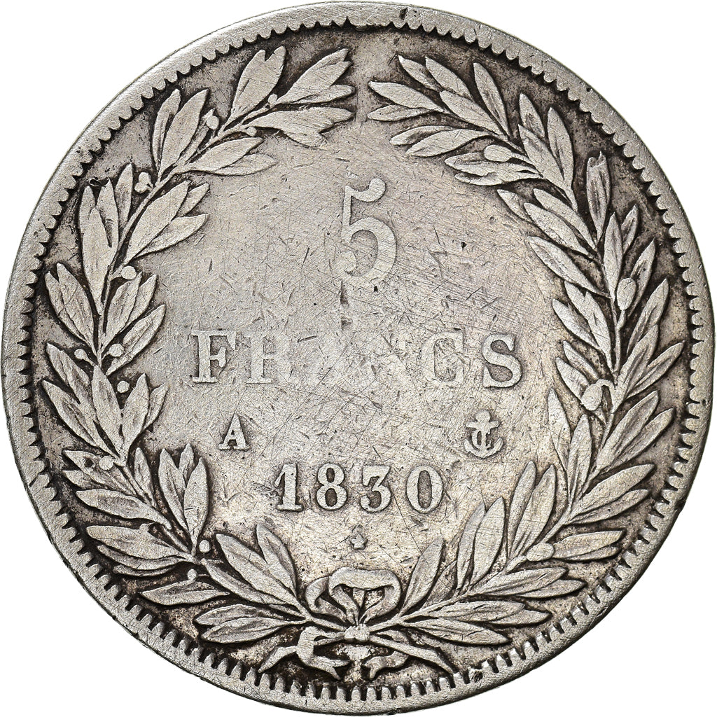 Coin, France, Louis-Philippe, 5 Francs, 1830, Paris, VF(20-25), Silver