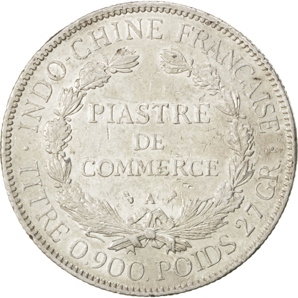 FRENCH INDO-CHINA, Piastre, 1905, Paris, KM #5a.1, EF(40-45), Silver, Lecompte..