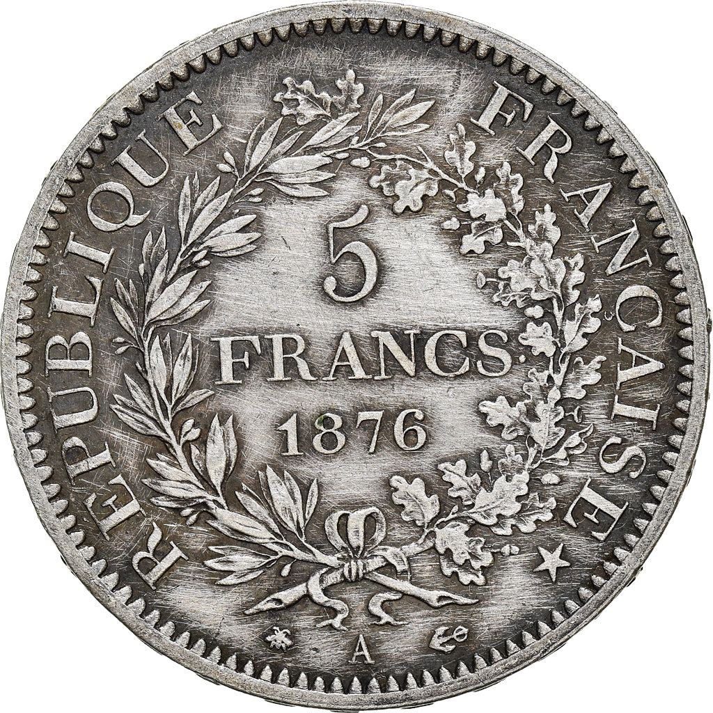 Moneta, Francia, Hercule, 5 Francs, 1876, Paris, BB, Argento, KM:820.1