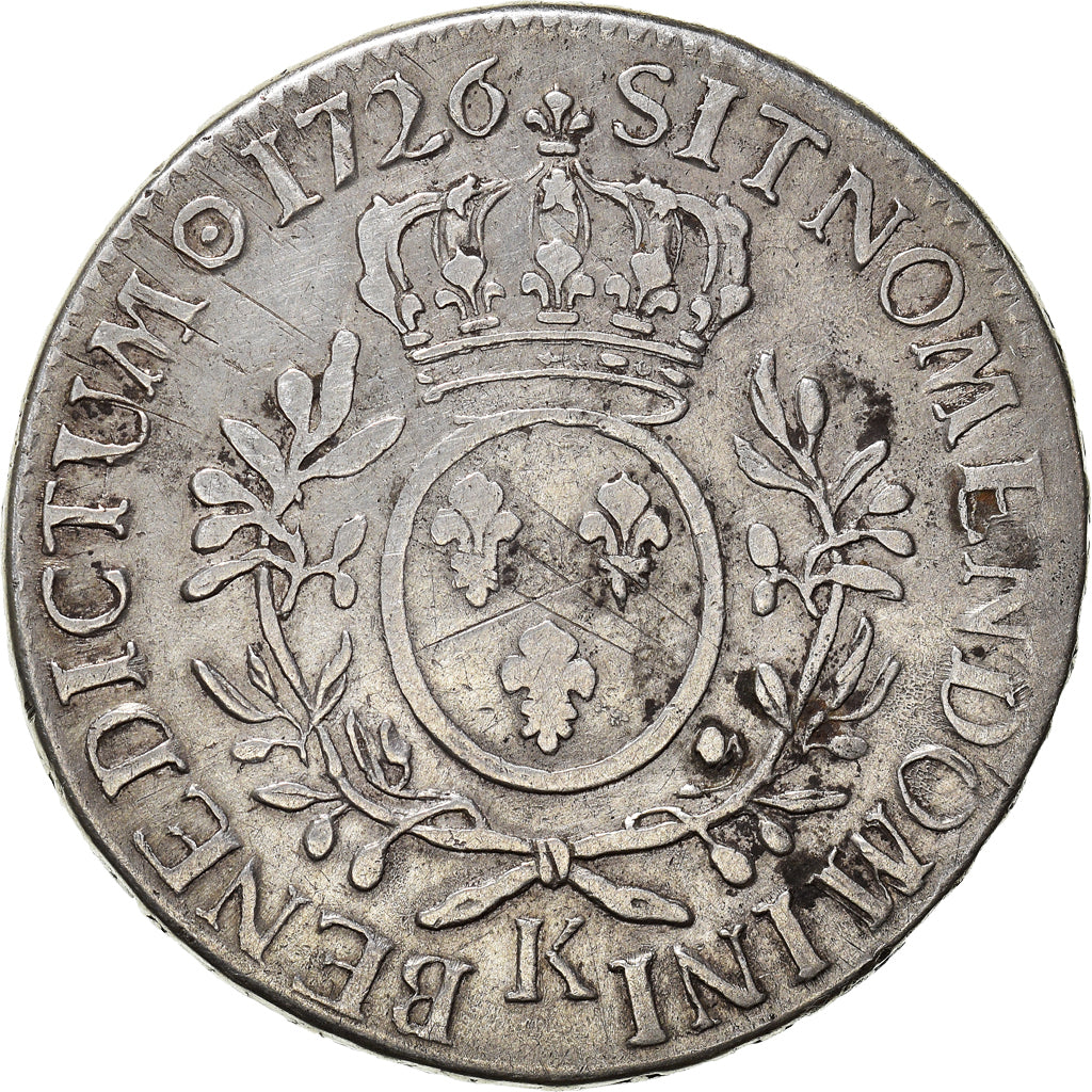 Coin, France, Louis XV, Écu aux branches d'olivier, Ecu, 1726, Bordeaux