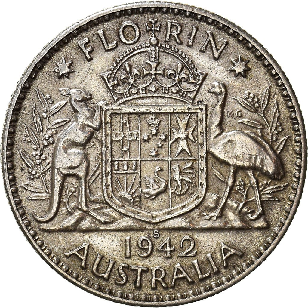 Coin, Australia, George VI, Florin, 1942, San Francisco, EF(40-45), Silver