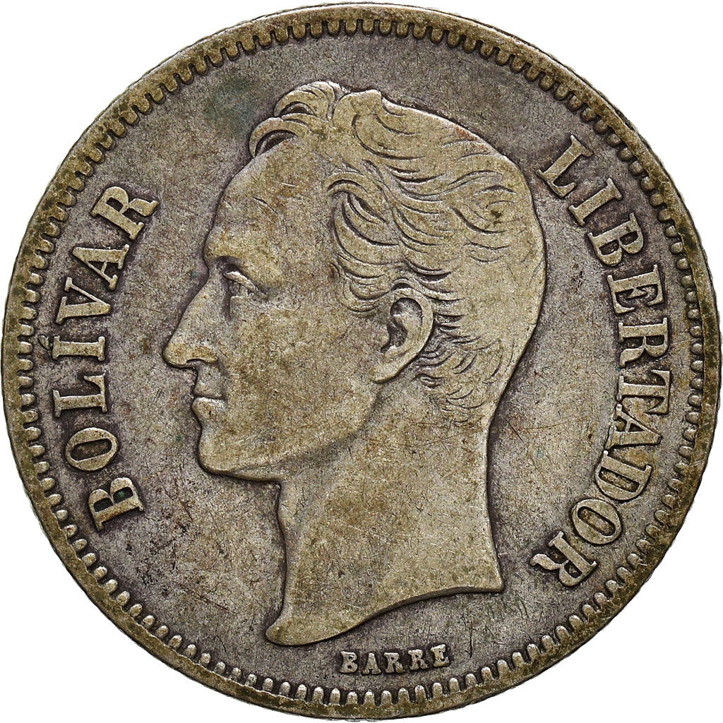 Coin, Venezuela, Gram 10, 2 Bolivares, 1936, VF(30-35), Silver, KM:23