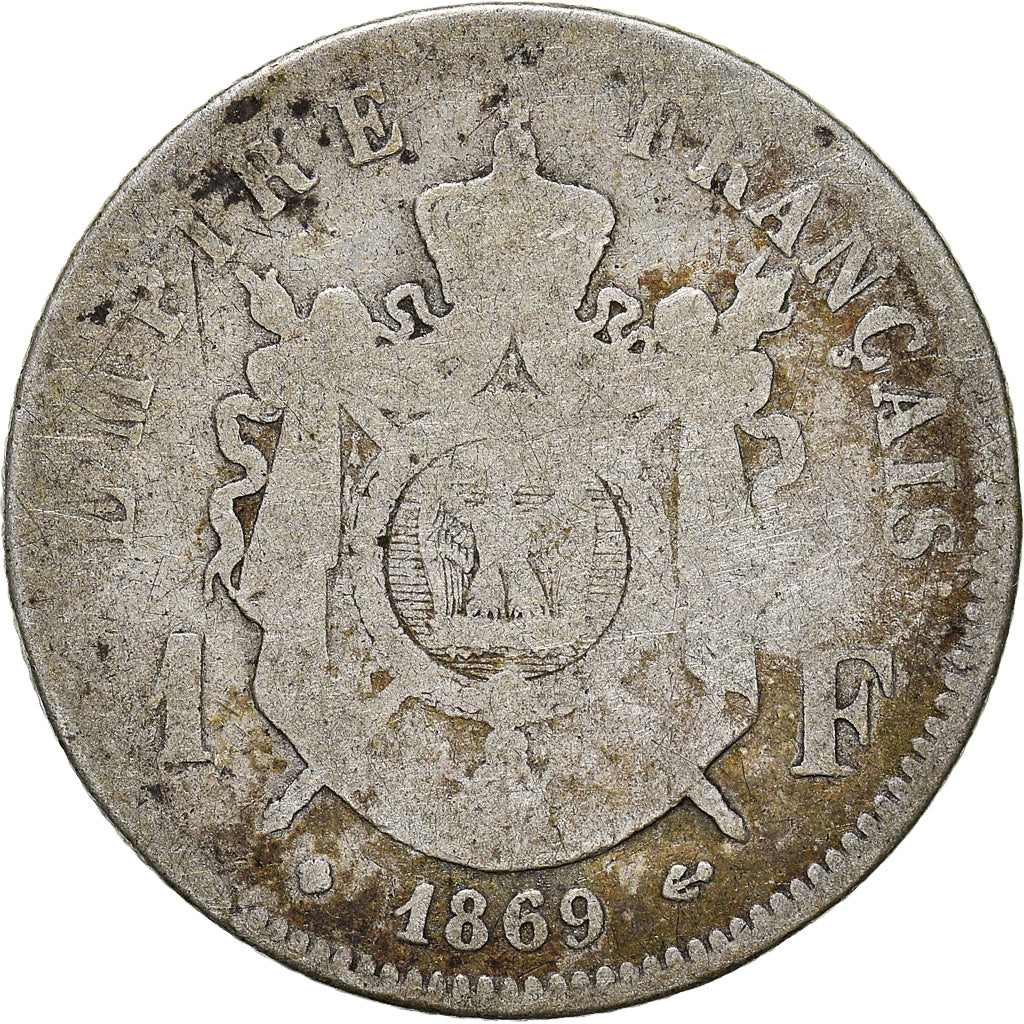Moneta, Francja, Napoleon III, Napoléon III, Franc, 1869, Strasbourg, F(12-15)