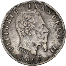 Coin, Italy, Vittorio Emanuele II, 20 Centesimi, 1863, Milan, EF(40-45), Silver