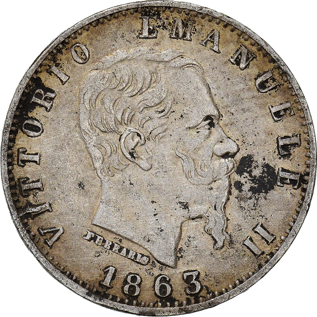 Moneta, Italia, Vittorio Emanuele II, 20 Centesimi, 1863, Milan, BB, Argento