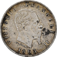 Moneta, Italia, Vittorio Emanuele II, 20 Centesimi, 1863, Milan, BB, Argento