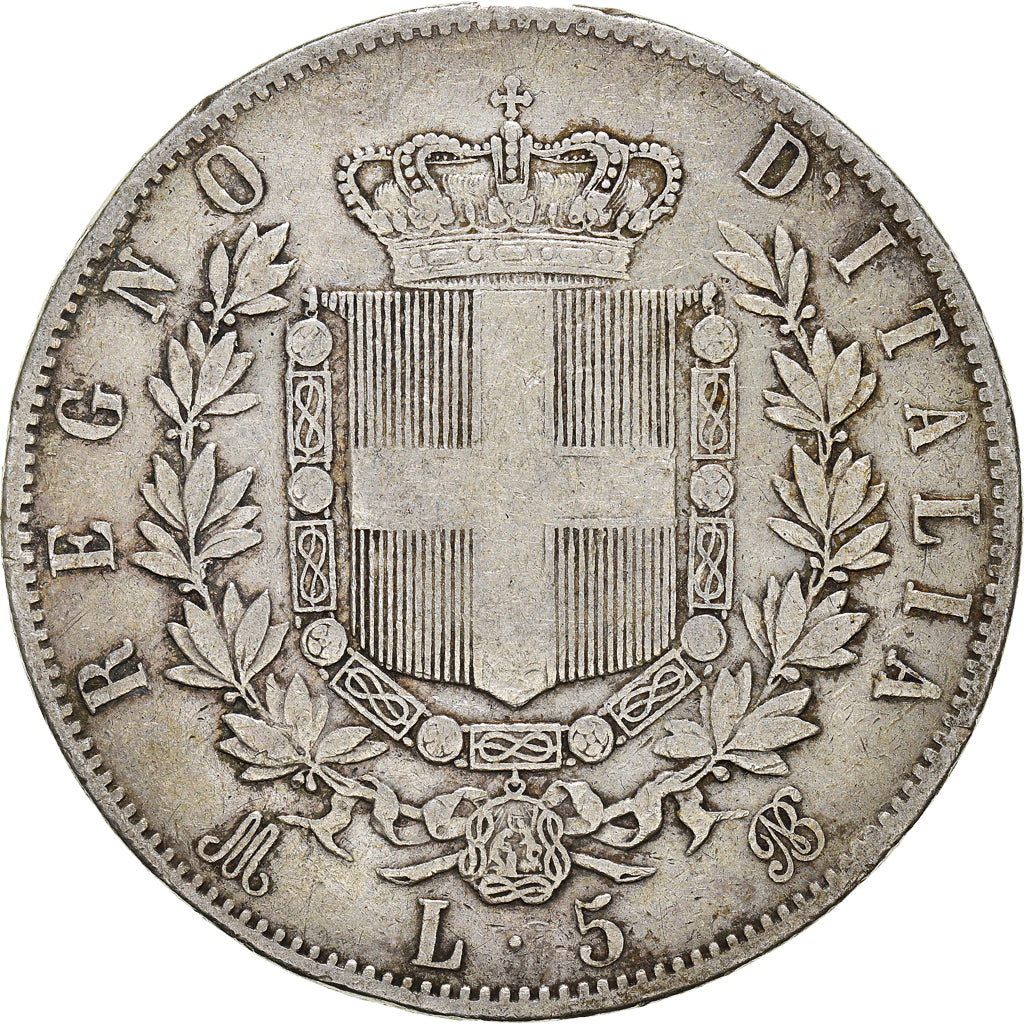 Coin, Italy, Vittorio Emanuele II, 5 Lire, 1870, Milan, VF(30-35), Silver