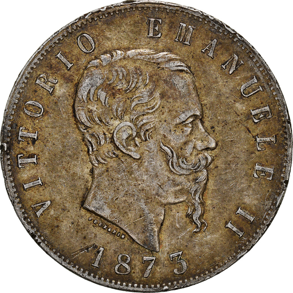 Moneta, Italia, Vittorio Emanuele II, 5 Lire, 1873, Milan, BB, Argento, KM:8.3
